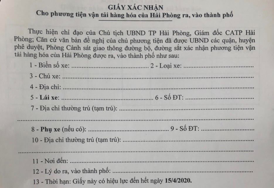 Hướng dẫn về việc cấp giấy xác nhận cho phương tiện vận tải hàng hóa của Hải Phòng ra, vào thành phố